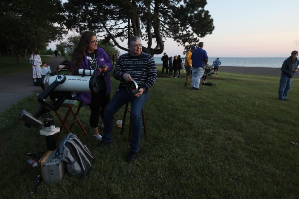 People came out to Hamlin Beach State Park to watch the partial solar eclipse with the staff at Strasenburgh Planetarium at the Rochester Museum and Science Center on June 10, 2021.