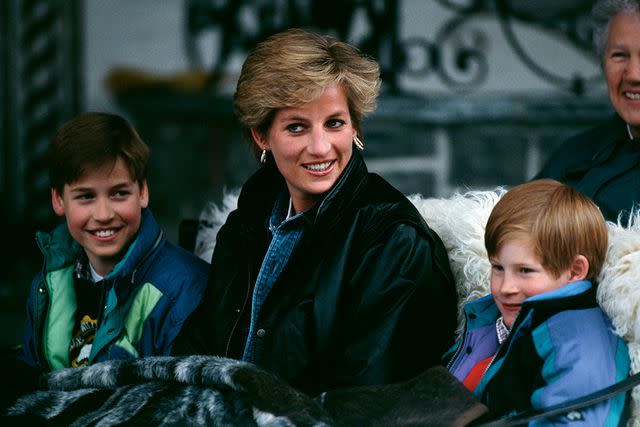 <p>Jayne Fincher/Princess Diana Archive/Getty</p> Princess Diana with sons Prince William and Prince Harry in 1993