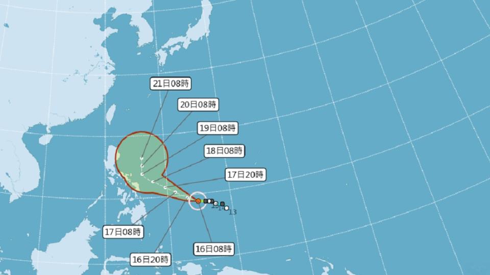 颱風「舒力基」1不排除升級為強颱。（圖／翻攝自中央氣象局）