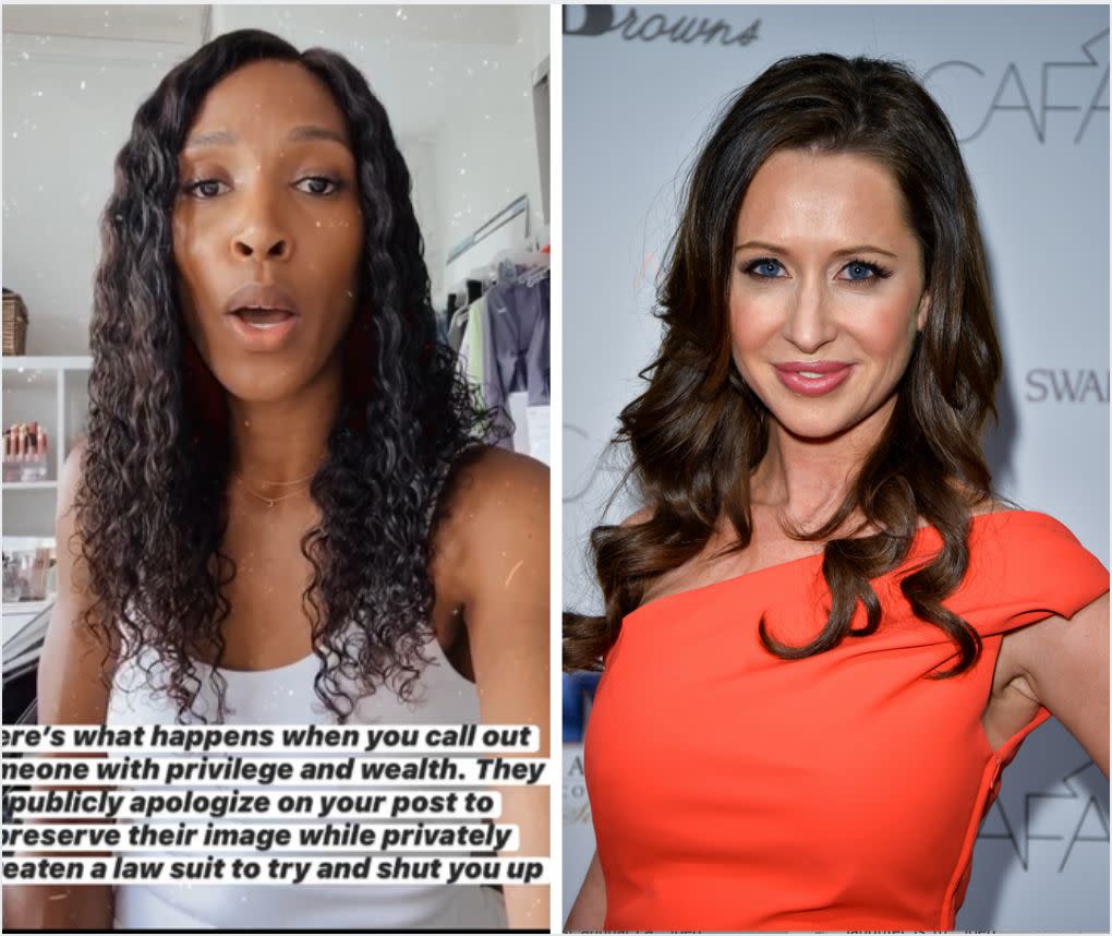 Sasha Exeter revealed on Wednesday that Jessica Mulroney, right, who is best friends with Meghan Markle, threatened her livelihood. (Photo: Instagram/Getty Images)