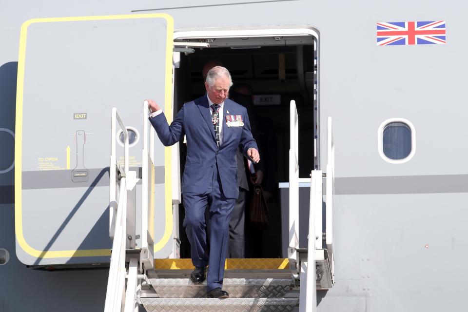 Prince Charles arrives at Otopeni International Airport during day one of his visit to Romania: Getty Images
