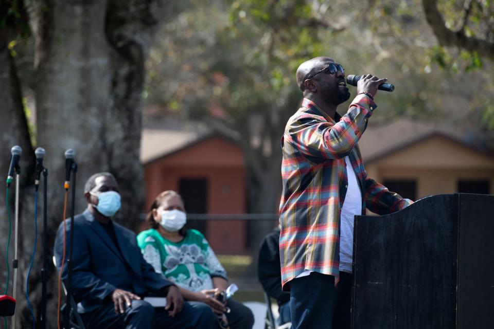 People worship, dance and honor history during a Martin Luther King Jr. Day celebration Monday, Jan. 18, 2021, at St. Peter's Missionary Baptist Church in Gifford. Attendees stayed near their vehicles along 38th Avenue and spread out in chairs in the church parking lot to be cautious during the coronavirus pandemic. The annual holiday parade was canceled this year, so event coordinator Linda Morgan decided to plan an observance at the church. "With everything going on in the world today, we've gotta keep hope alive among the people," she said. 