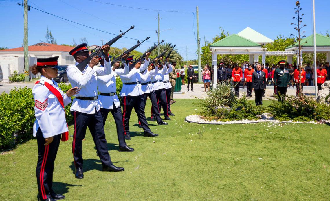 In Grand Turk, the capital of the Turks and Caicos Islands, British Governor Nigel Dakin on Friday, September 9, 2022 attend a 96 Gun Salute on observance of the death of Her Majesty Queen Elizabeth II.