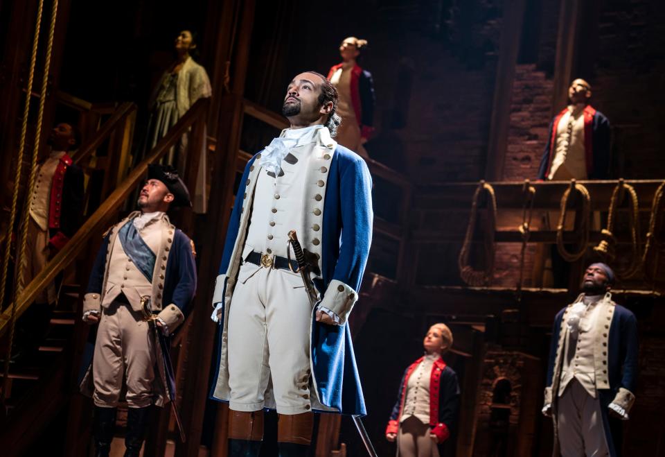 Pierre Jean Gonzalez as Alexander Hamilton front and center during one of the Philip Touring Co.'s performances of "Hamilton."
