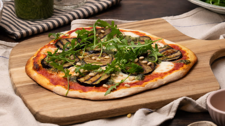 cheesy eggplant Parmesan pizza