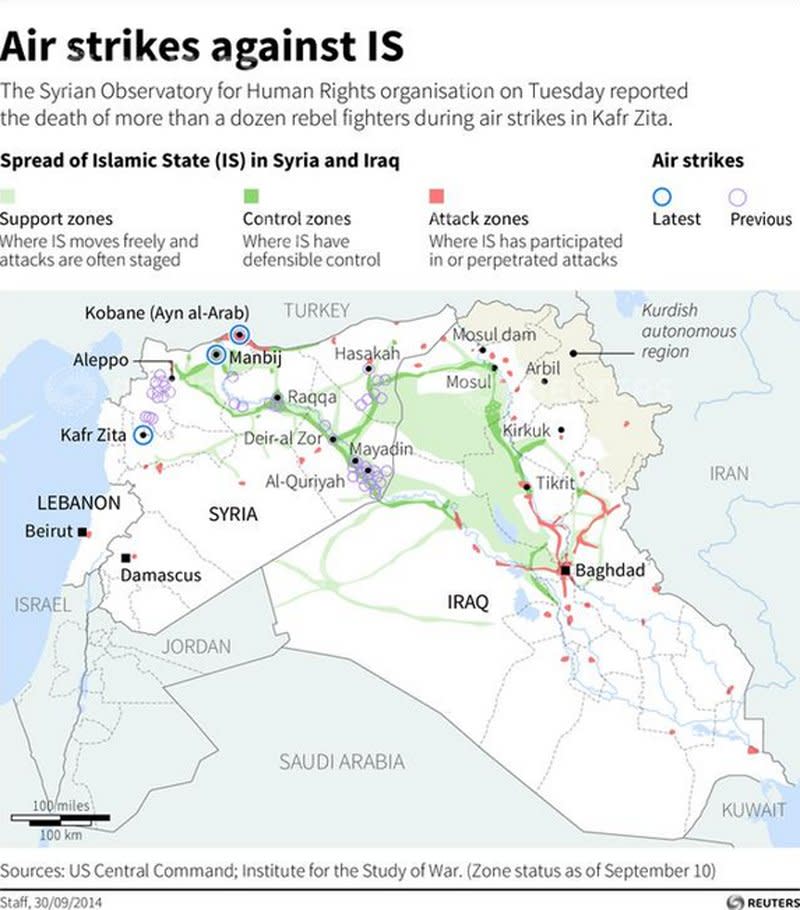 map iraq air strikes reuters