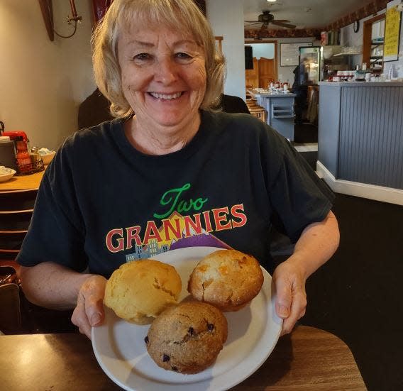 Beth Sobiloff at one of their restaurant stops in Acushnet while taping her 'Two Grannies on the Road' segment.