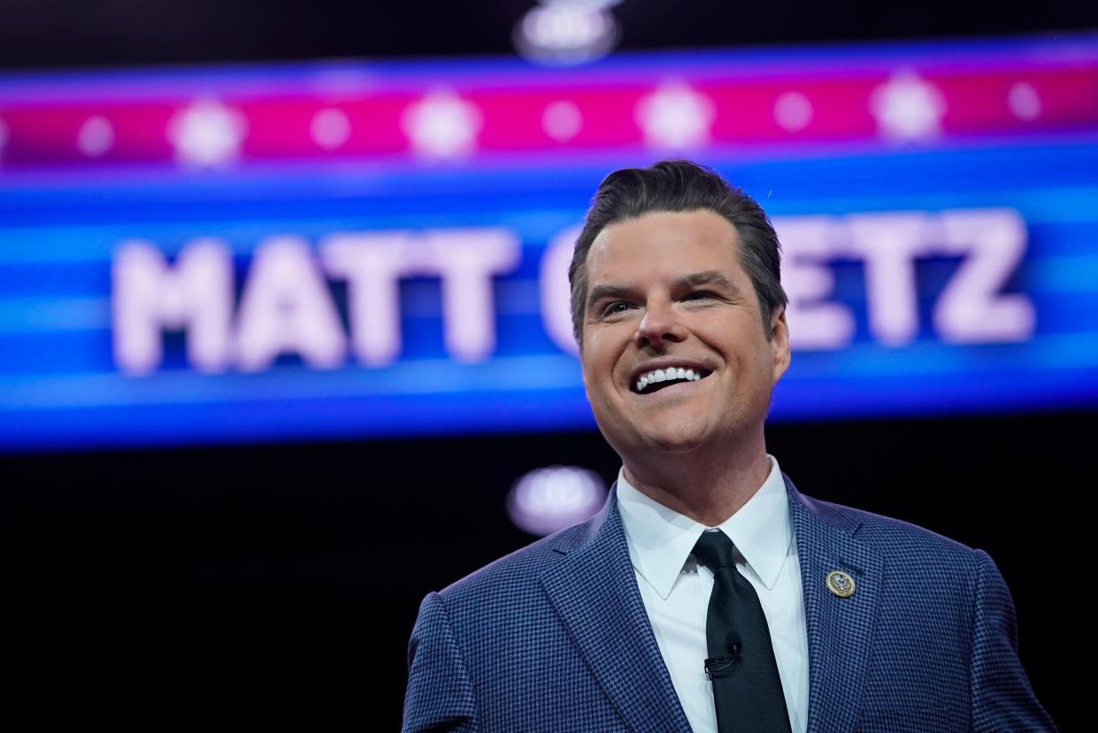Rep. Matt Gaetz, R-Fla., during the Conservative Political Action Conference, CPAC 2023, at the Gaylord National Resort & Convention Center on March 3, 2023.