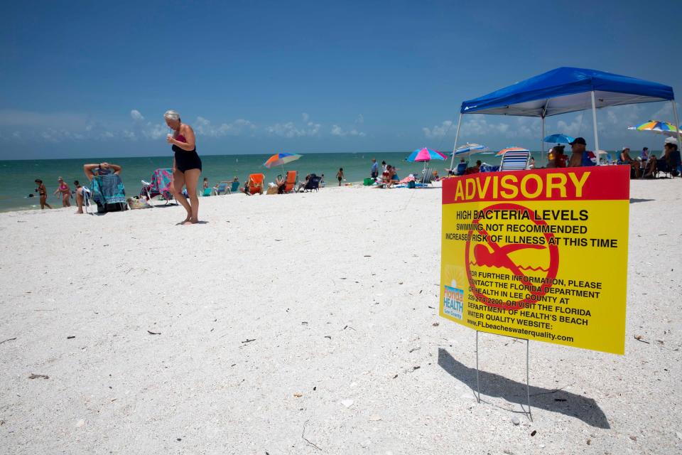 Bonita Beach has high fecal bacteria levels, Monday, July 18, 2022, in Bonita Springs, Fla.

The Florida Department of Health in Lee County does not recommend swimming at Bonita Beach at this time.