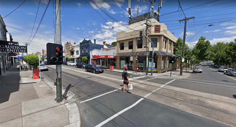 Kooyong Rd and High St in Armadale where a 'cursed' message is engraved in the footpath. 