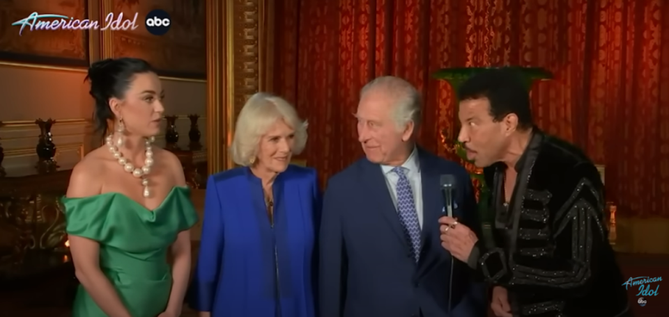 Katy Perry, Queen Camilla, King Charles and Lionel Richie (ABC / YouTube)