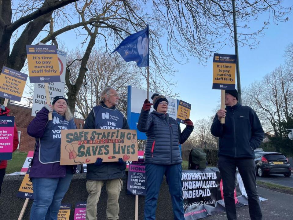 York Press: Members of the RCN on the picket line outside York Hospital on Monday