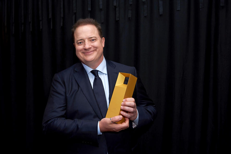 TORONTO, ONTARIO - SEPTEMBER 11: Honoree Brendan Fraser, recipient of the TIFF Tribute Award for Performance presented by IMDbPro for 'The Whale,', poses backstage at the TIFF Tribute Awards Gala during the 2022 Toronto International Film Festival at The Fairmont Royal York Hotel on September 11, 2022 in Toronto, Ontario. (Photo by Unique Nicole/Getty Images)