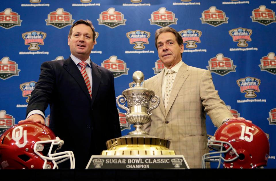 Nick Saban once missed a bar robbery while talking football with Bob Stoops' uncle.