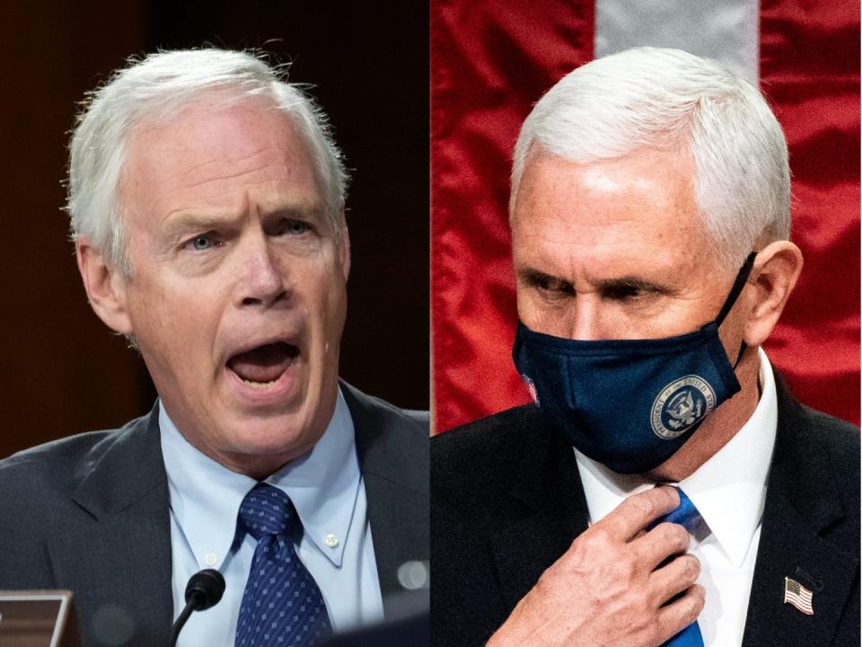 Republican Sen. Ron Johnson of Wisconsin and former Vice President Mike Pence.