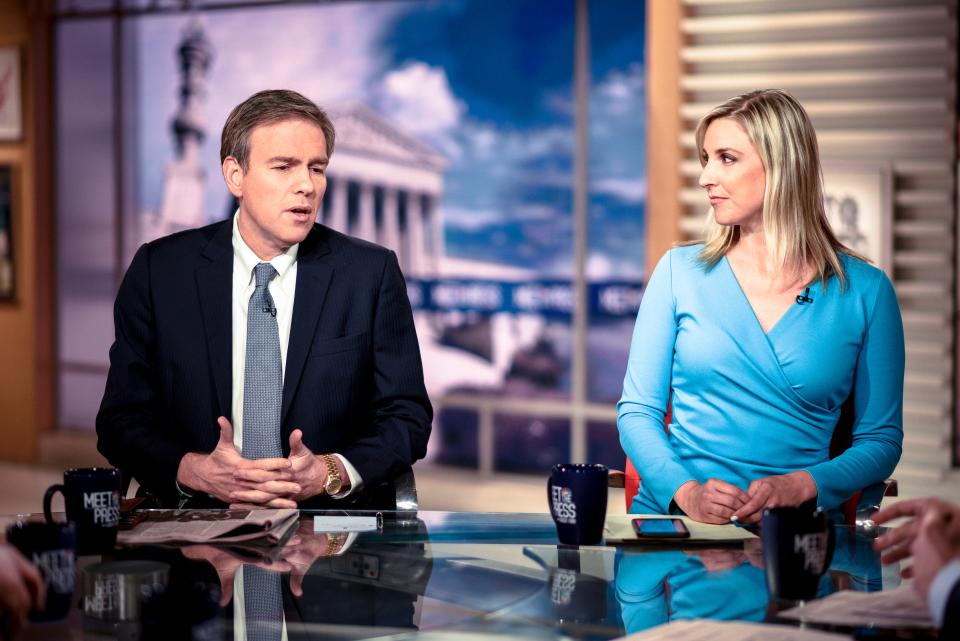 Pictured: (l-r) Bret Stephens, Columnist, The New York Times; MSNBC Contributor, and Carol Lee, NBC News National Political Reporter appear on 