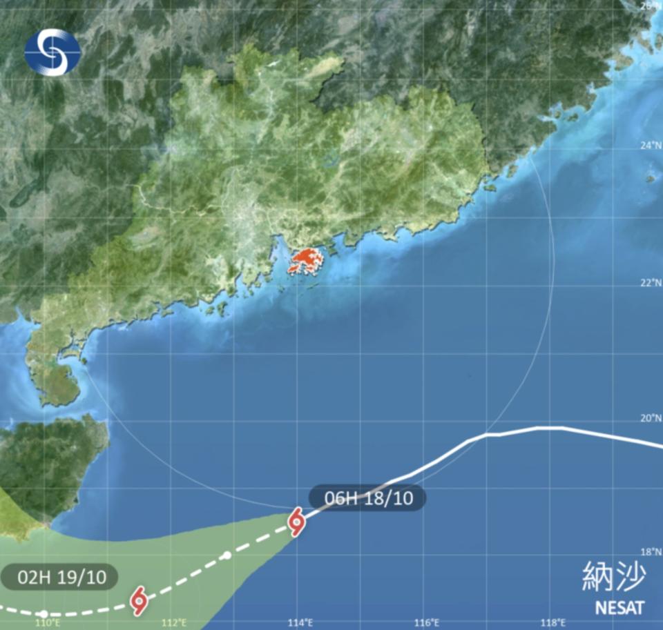 颱風 納沙 在香港時間 2022 年 10 月 18 日 06 時的最新資料