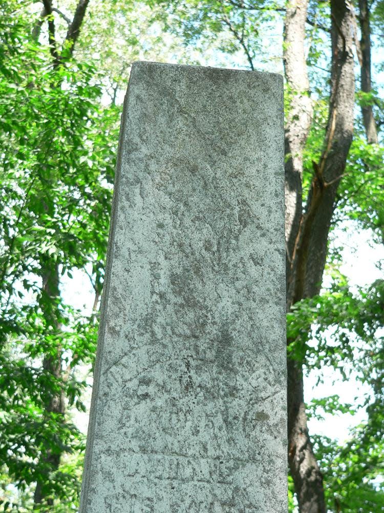 The headstone of Amos Patterson in the Patterson-Hooper Cemetery.