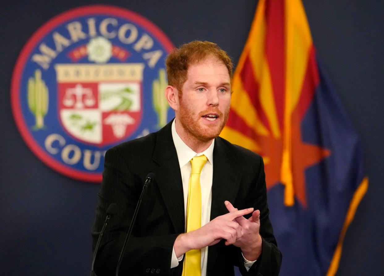 Maricopa County Recorder Stephen Richer speaks during a pre-election news conference in Phoenix on Nov. 7, 2022.