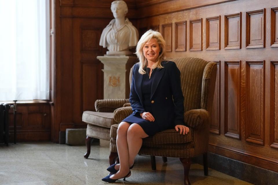 Newly-elected leader Bonnie Crombie poses for a photo at the Queens Park Legislature  in Toronto on Tuesday, Dec. 5, 2023. 