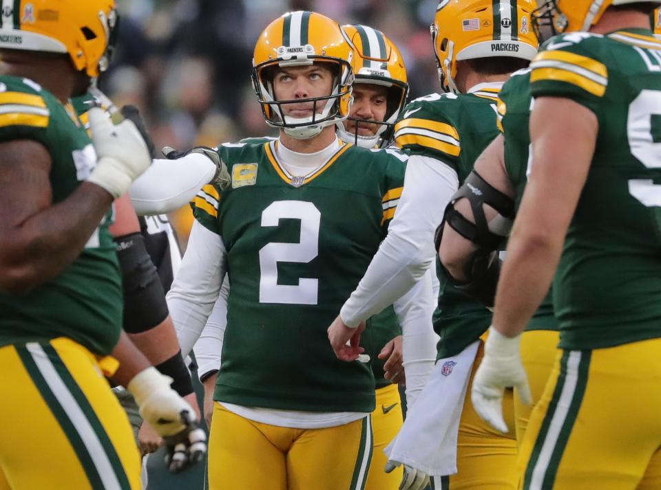 Mason Crosby, who played 16 seasons with the Green Bay Packers, was cut by the Los Angeles Rams on Tuesday. He was signed to their practice squad on Dec. 6.