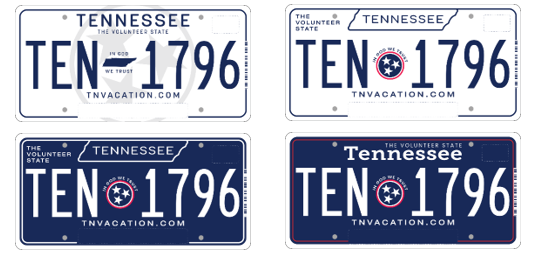 Tennessee law requires the issuing of a new license plate design at least every eight years, but the design introduced by Gov. Phil Bredesen was essentially unchanged by Gov. Bill Haslam.  This year, residents have the option to rate four designs, all of which are a major departure from the light green and white design that has dominated this side of the millennium.