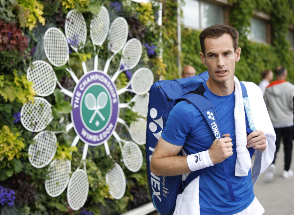 LONDON, ENGLAND - JULY 02: Andy Murray of Great Britain leaves the practice court during day two of The Championships Wimbledon 2024 at All England Lawn Tennis and Croquet Club on July 02, 2024 in London, England. (Photo by Adam Pretty/Getty Images)