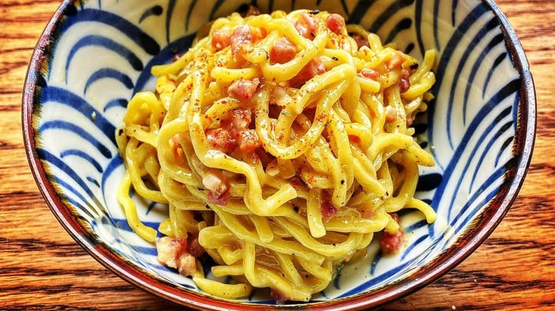 bowl of ramen carbonara