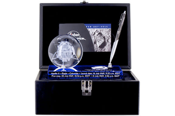 Fisher Space Pen's new limited edition boxed pen set celebrates the 45th anniversary of the Apollo 11 mission.
