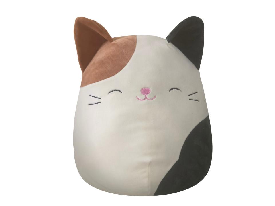 Cam the Cat is a white Squishmallow with black and brown patches released in 2017. Archie's biography states that he enjoys going to the beach, taking naps and hanging out with friends. Cam is one of the top 25 most popular Squishmallows.