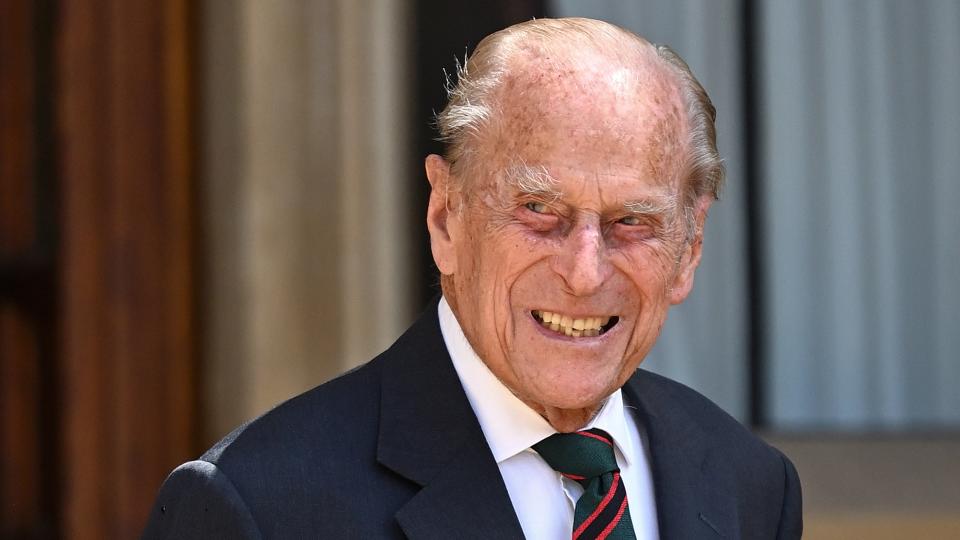 Prince Philip attends a ceremony to mark the transfer of the Colonel-in-Chief of The Rifles from him to Queen Camilla at Windsor Castle on July 22, 2020