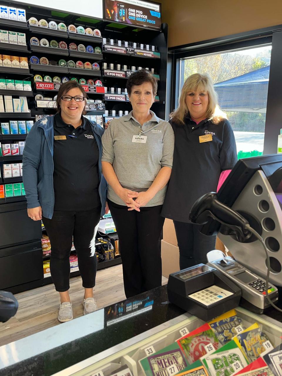 Employees Jan Frye, Victoria Walker and Tiffany Howard are on board to offer excellent customer service at the grand re-opening of the Local Market BP on 7322 Oak Ridge Highway. Nov. 2, 2023.