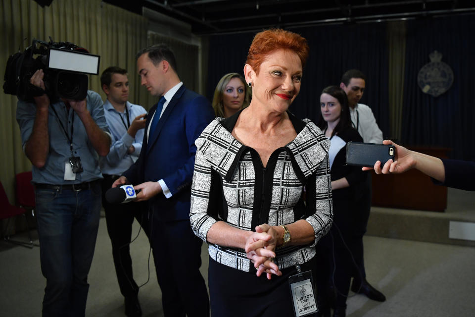 One Nation leader Senator Pauline Hanson was found to be more trustworthy than both Labor leader Bill Shorten and Prime Minister Scott Morrison. Source: AAP