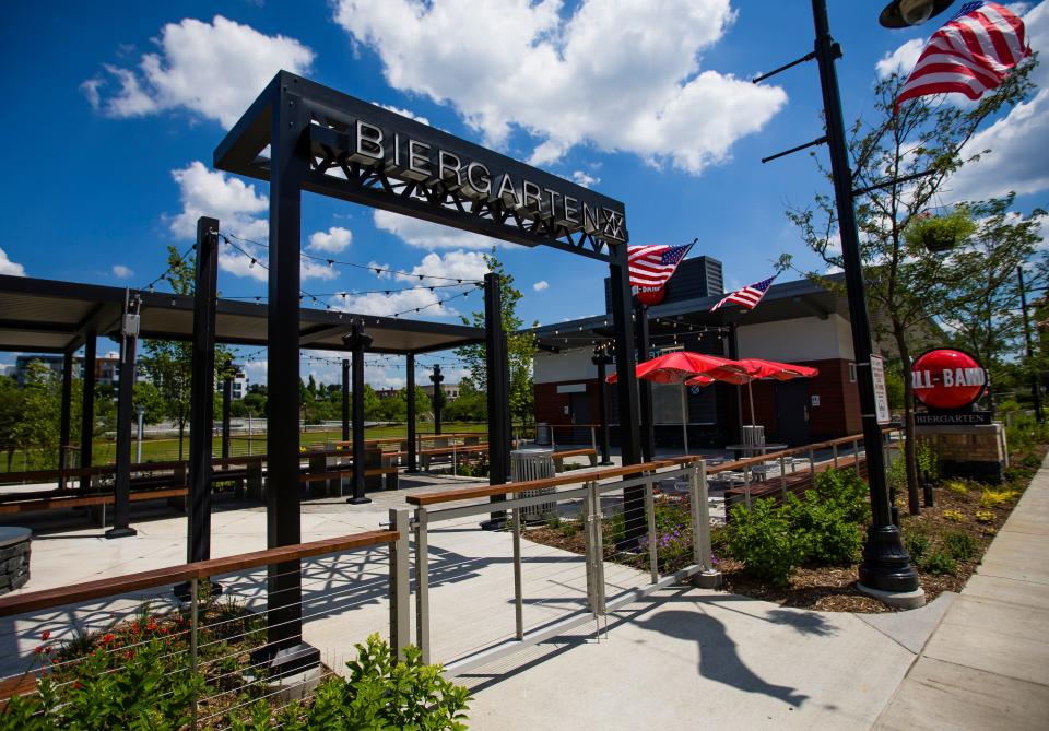 Shown July 2, 2020, the Ball-Band Biergarten in Beutter Park would be part of a Designated Outdoor Refreshment Area in downtown Mishawaka currently under consideration by the city.