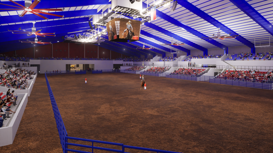 Renderings released Oct. 17, 2023 show what the future Lubbock County Expo Center is expected to look like once complete.