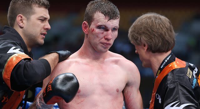 Horn during his fight with Pacquiao. Image: Getty