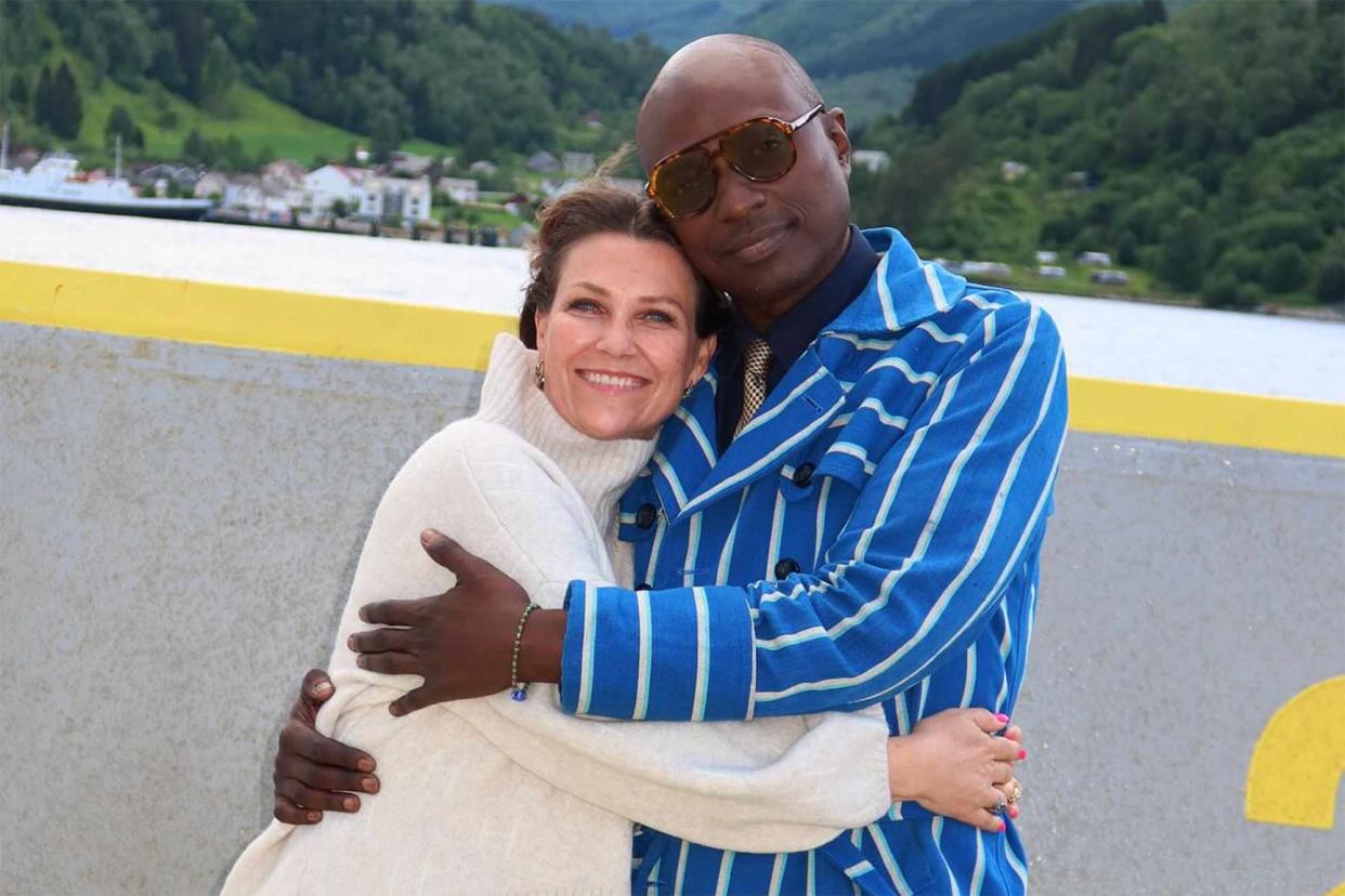 <p>HeartSmart Convos</p> Princess Martha Louise and Durek Verrett hug in a photo shared by HeartSmart Conversations podcast on Instagram on Aug. 7, 2024. 