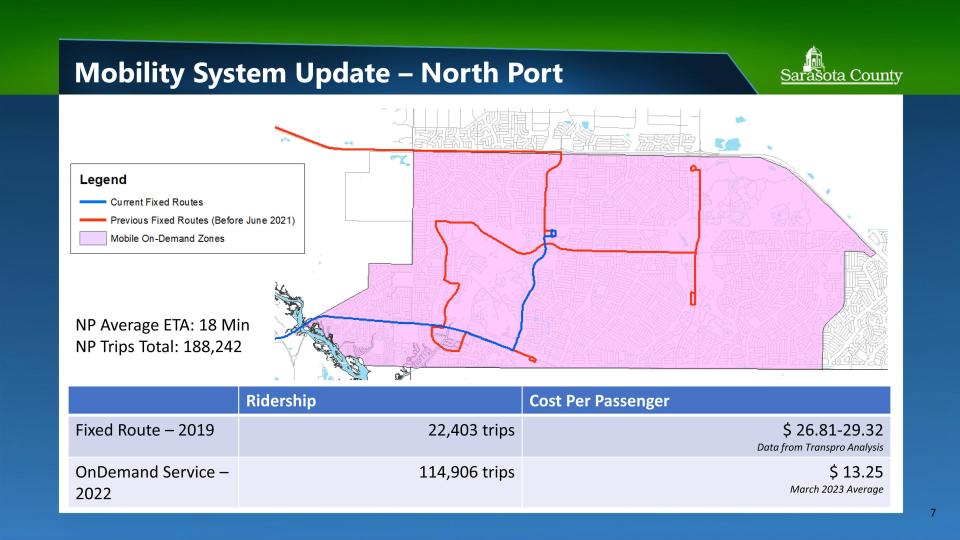 The purple shaded portion of this graphic shows the on-demand service area in North Port for Sarasota County Area Transit, which is being rebranded as Breeze.