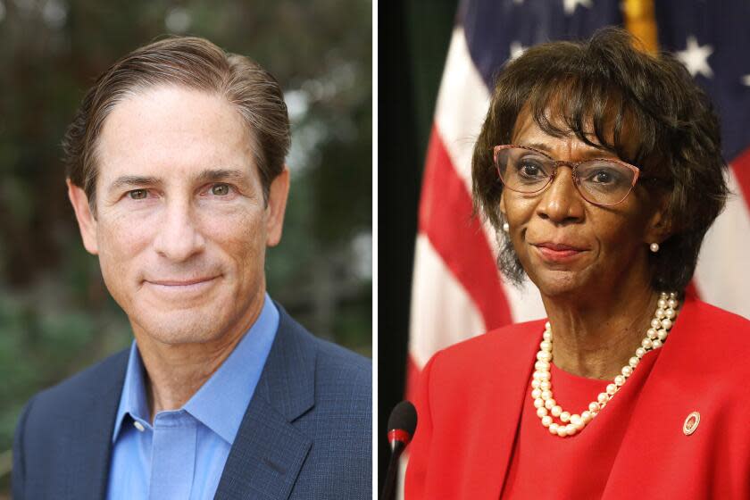 Left, May 2022 image of Nathan Hochman in Santa Monica. Right, Nov. 2020 images of former Los Angeles County District Attorney Jackie Lacey in Los Angeles.