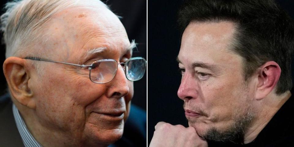 The late Charlie Munger (left) and Elon Musk (right).