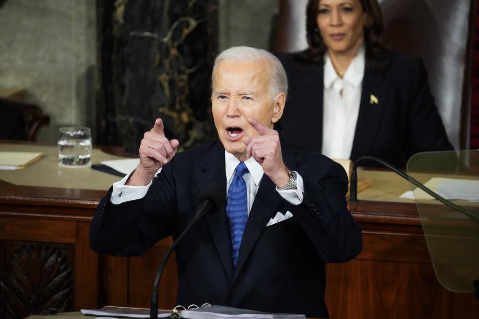 President Joe Biden delivers the State of the Union address to Congress at the U.S. Capitol in Washington on Thursday.