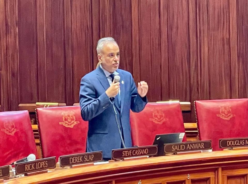 Sen. Saud Anwar, D-South Windsor, was one of several senators to speak in favor of a bill that would expand mental health services in schools.