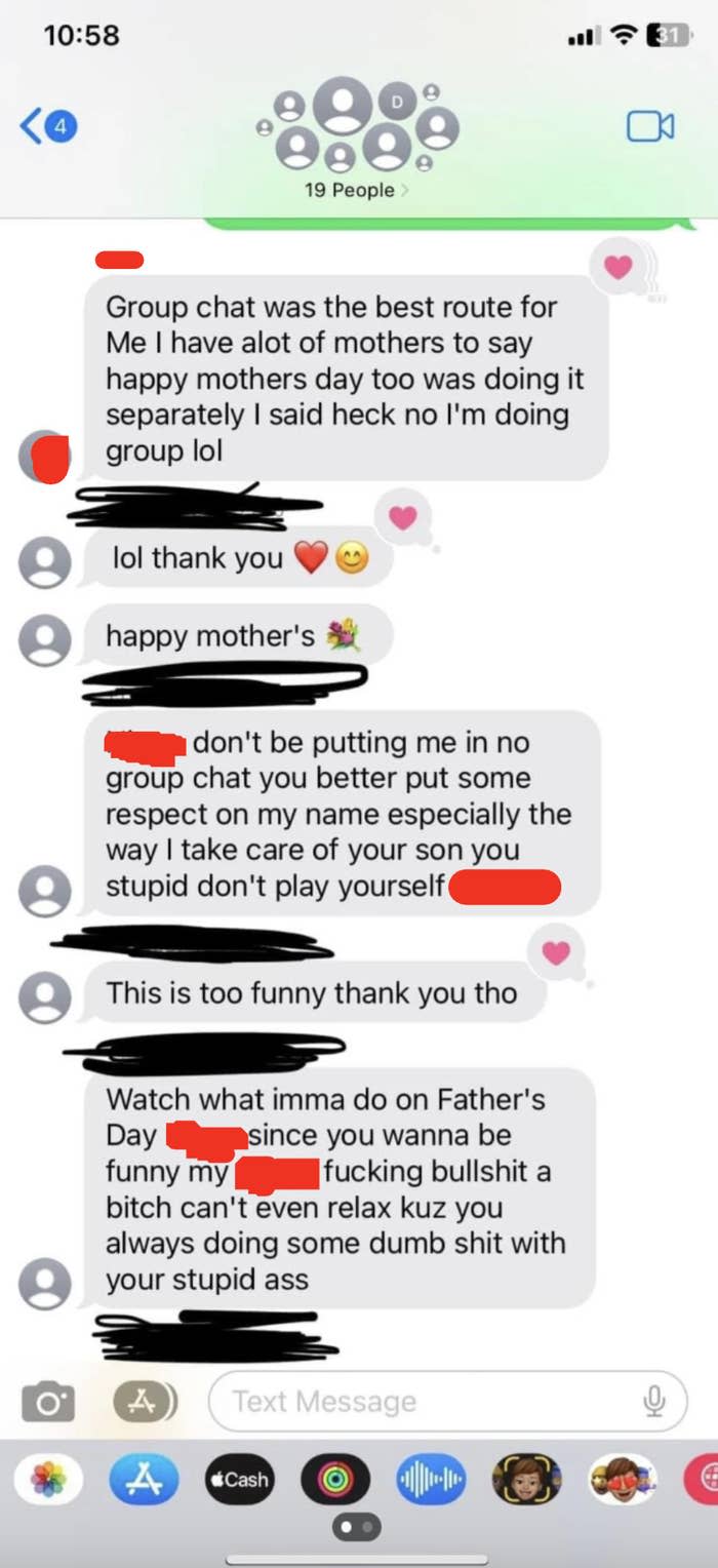 Group chat about Mother's Day