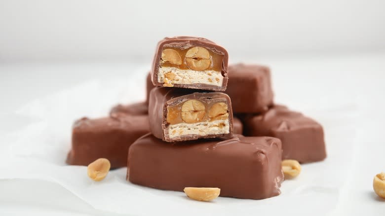 stack of nougat candy bars 