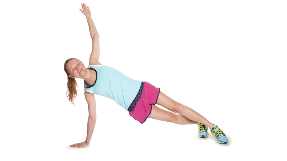 Woman doing a push up into rotation