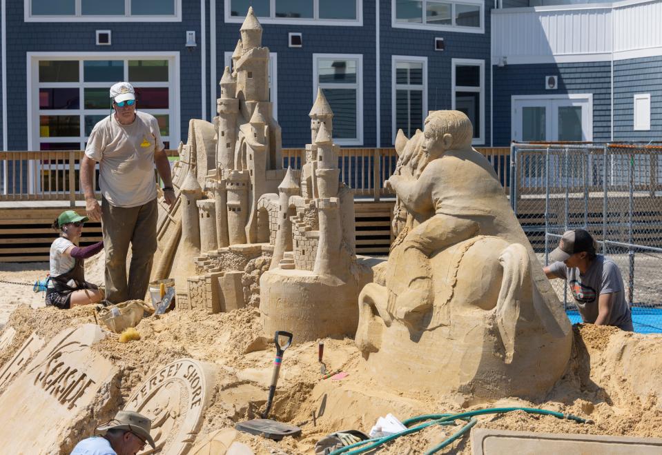 An epic sand sculpture is built on the beach in Seaside Heights in summer 2022.