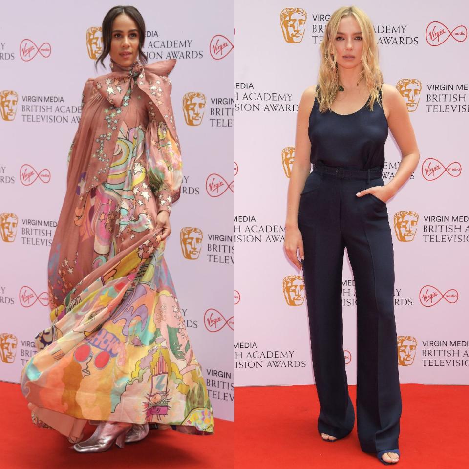 Maximalism vs minimalism: Zawe Ashton in Zimmermann and Jodie Comer in Gabriela Hearst - Getty Images