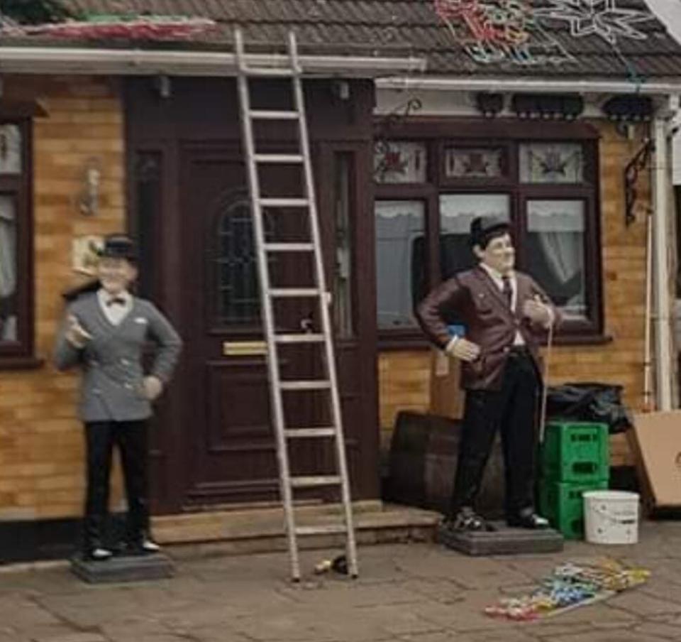 Two statues of Laurel and Hardy have been stolen for a fourth time outside of Lesley Haylett’s home in Romford, East London. (Lesley Haylett) (Lesley Haylett)