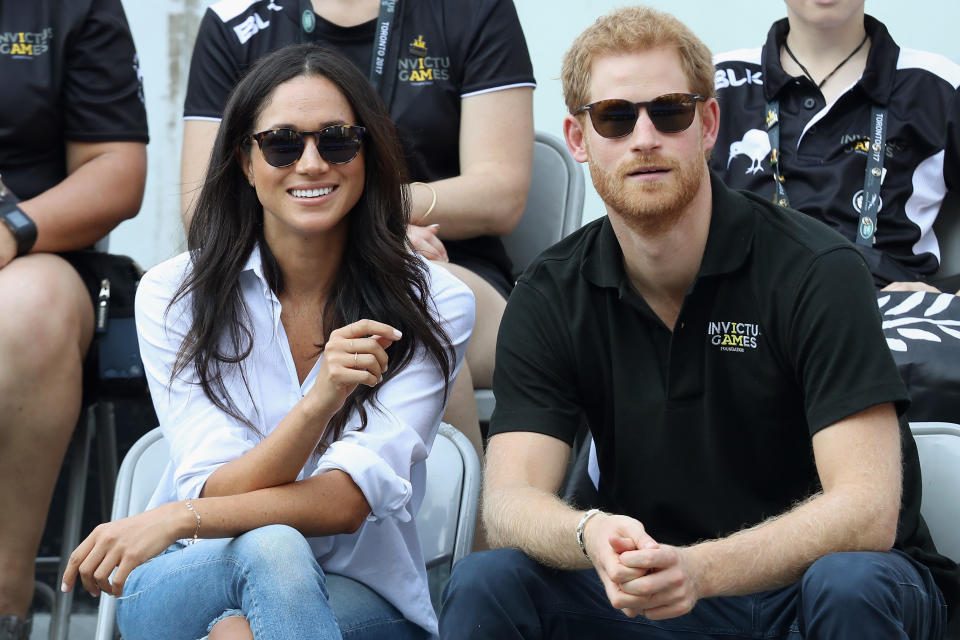 TORONTO, ON - SEPTEMBER 25:  Prince Harry and Meghan Markle attend a Wheelchair Tennis match during the Invictus Games 2017 at Nathan Philips Square on September 25, 2017 in Toronto, Canada  (Photo by Chris Jackson/Getty Images for the Invictus Games Foundation )