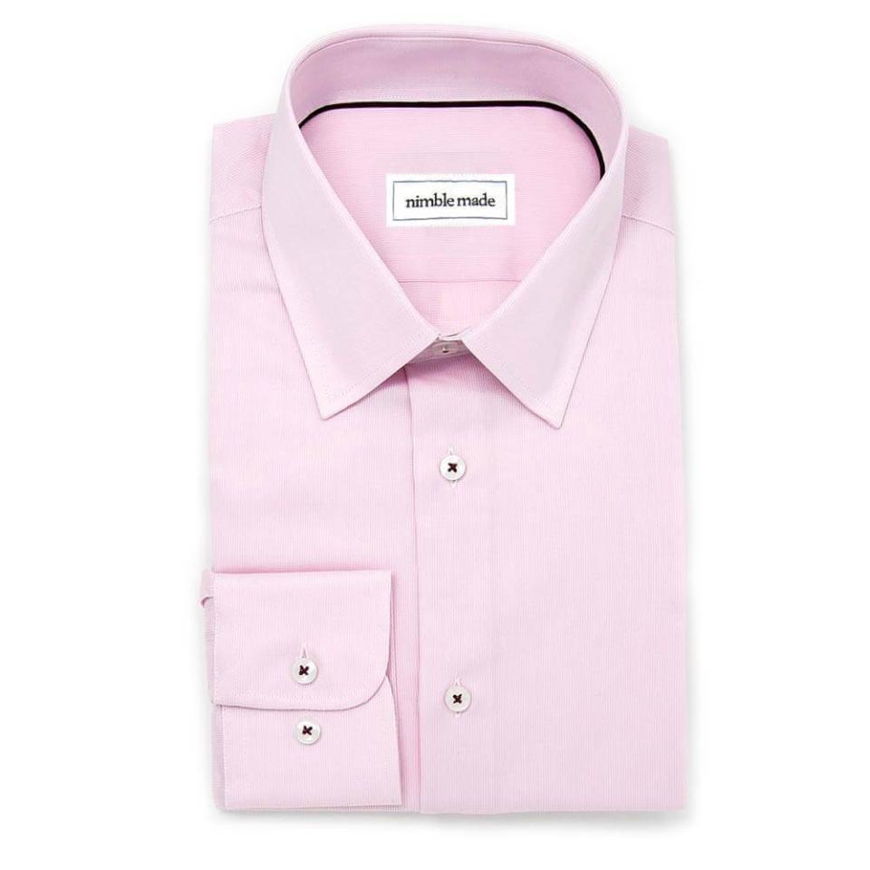 <p><a href="https://www.nimble-made.com/collections/professional-dress-shirts/products/pink-jacquard-weave" rel="nofollow noopener" target="_blank" data-ylk="slk:Shop Now;elm:context_link;itc:0;sec:content-canvas" class="link ">Shop Now</a></p><p>Dress Shirt</p><p>$80.00</p><p>nimble-made.com</p><span class="copyright">Courtesy</span>